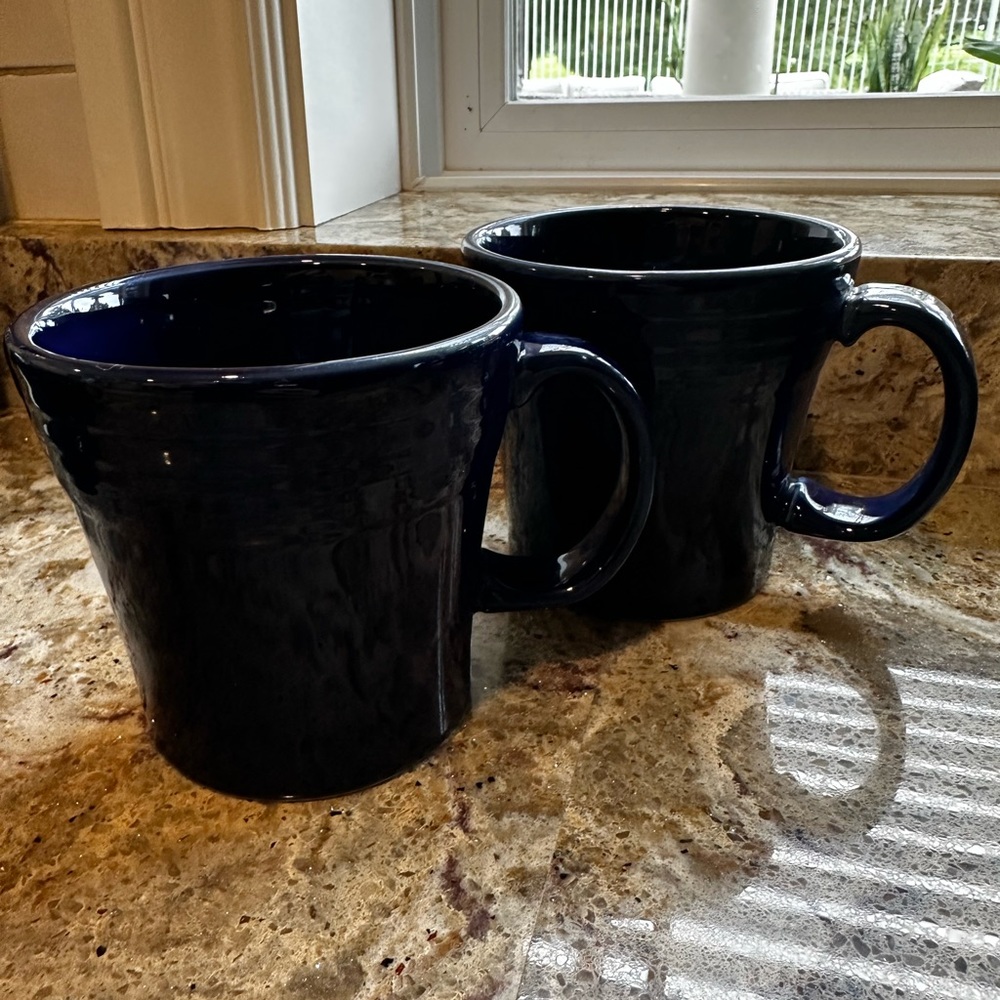 Fiestaware Fiesta ceramic two Cobalt Blue coffee mug, cups Set 2